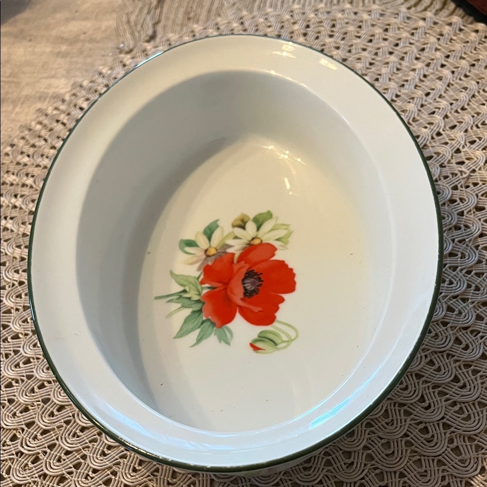 Royal Worcester Oval Dish with Red Floral Design Vintage in EUC